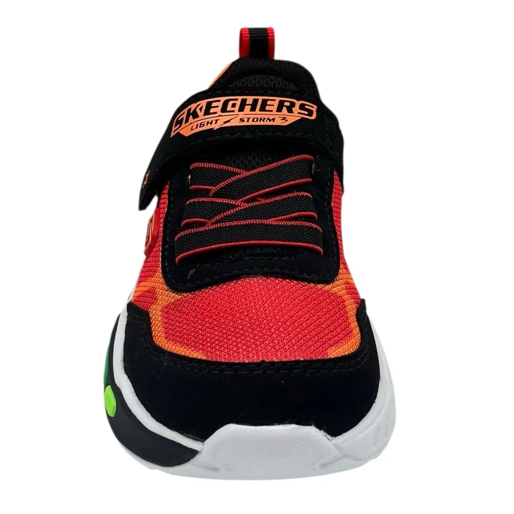 Skechers Toddler Boys Light-Up Sneaker Size 8 Slip-on Black Red Multicolor Shoes